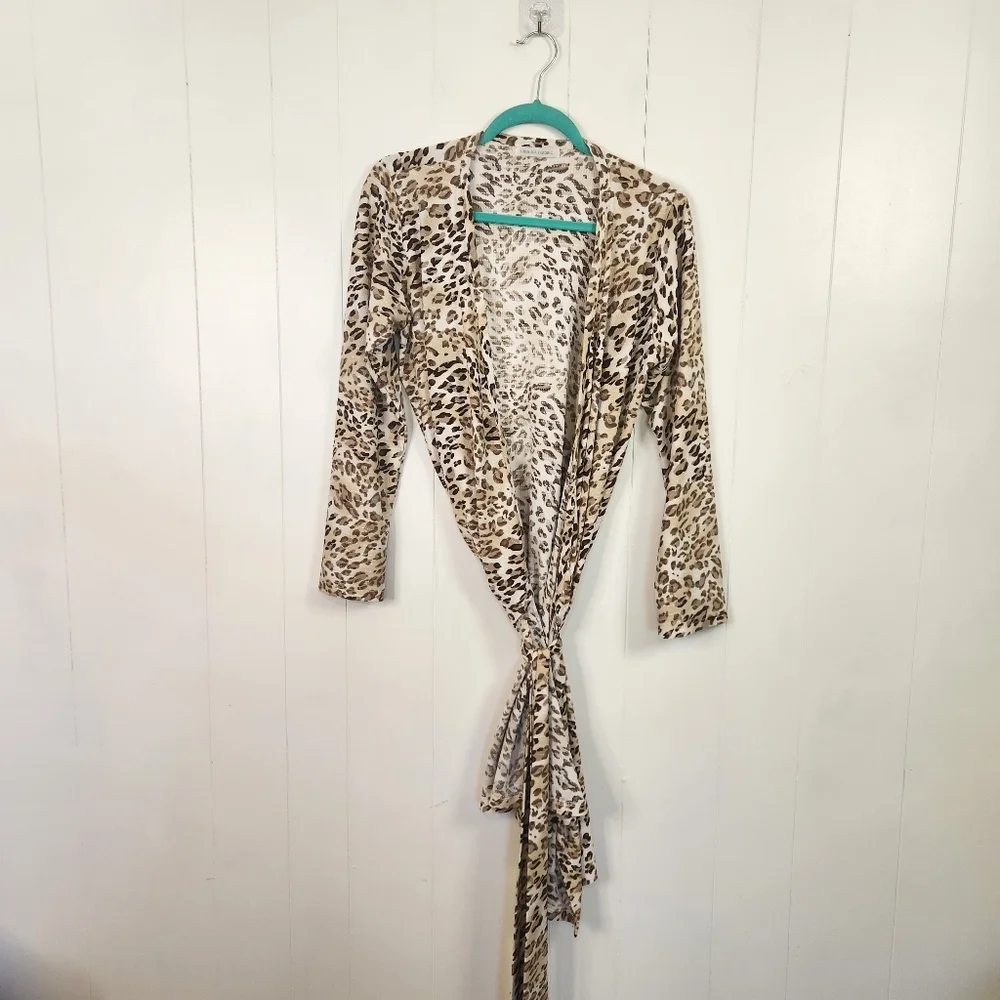 Luna Sea Trading Kimono Sleeve Robe Animal Leopard Print Beach Cover-up S/M - Picture 3 of 6